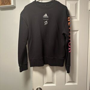 Adidas  Peloton Black Crewneck with Pink Sleeve Detail